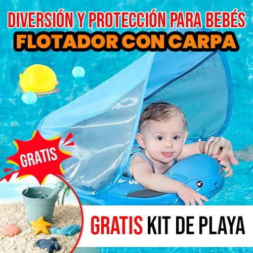 Flotador con carpa + juego de playa GRATIS 👶😍💦