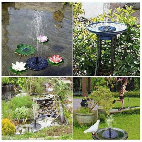 Fuente de agua más flores