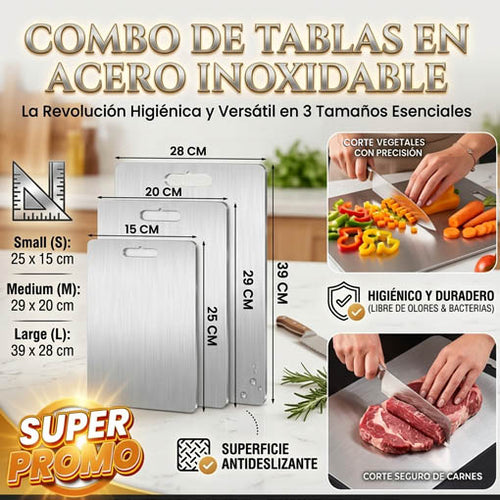 COMBO TABLAS DE COCINA ACERO INOXIDABLE ⭐😱