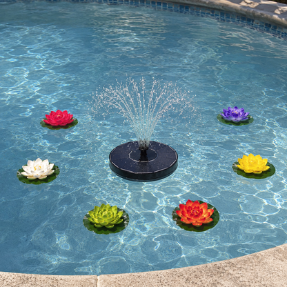 Fuente Solar con Luces + 6 Flores Gratis 🌷☀️💧
