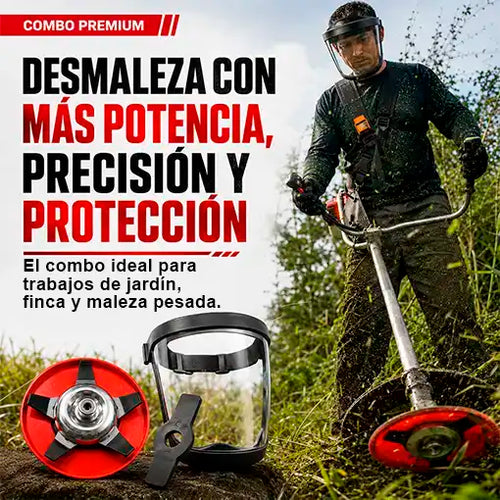 Combo Desmalezador 💪2 Cuchillas Desbrozadoras + 1 Máscara de Seguridad
