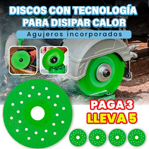 PACK X5 DISCOS DE CORTE DIAMANTADOS VENTILADOS