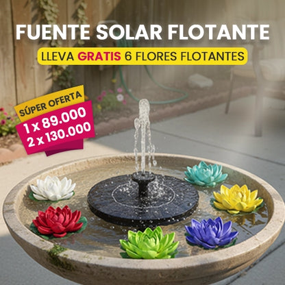 Fuente de agua más flores