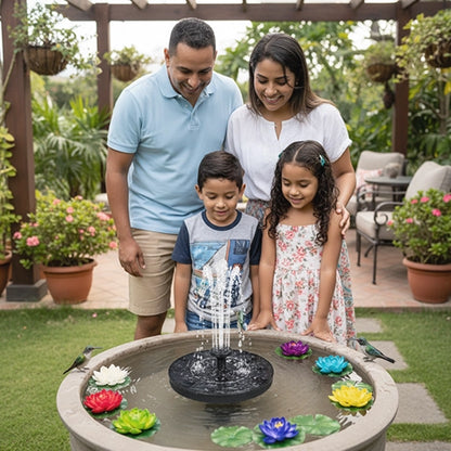 Fuente de agua más flores