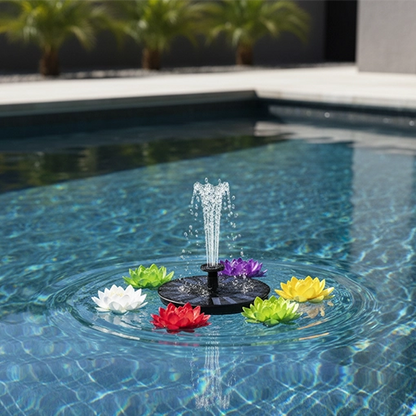 Fuente de agua más flores