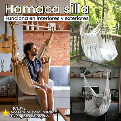 Hamaca silla + 2 cojines ¡GRATIS! 🎁