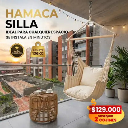 Hamaca silla + 2 cojines ¡GRATIS! 🎁
