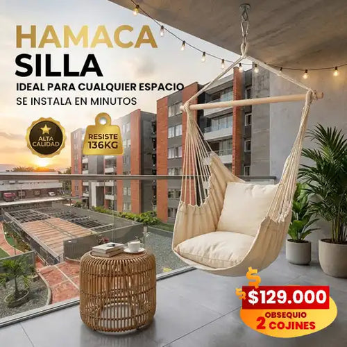 Hamaca silla + 2 cojines ¡GRATIS! 🎁
