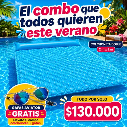 Colchoneta Flotante Enrollable 2x2 Metros + Gafas Aviator GRATIS🏖️😎☀️