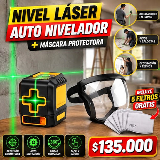 Auto nivelador láser + máscara de seguridad