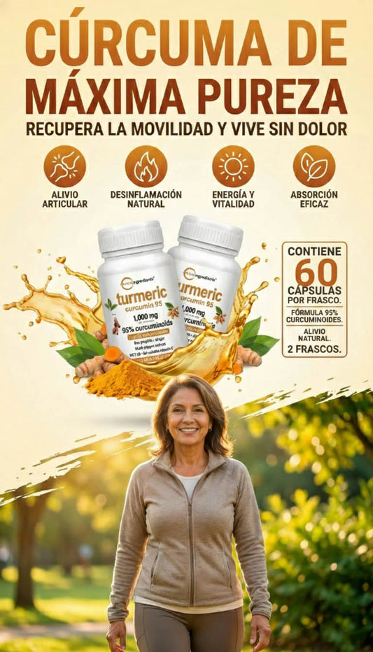 2 Frascos de Turmeric Curcumin 95 🫚 👍🧡 Recupera la movilidad y vive sin dolor de forma 100% natural